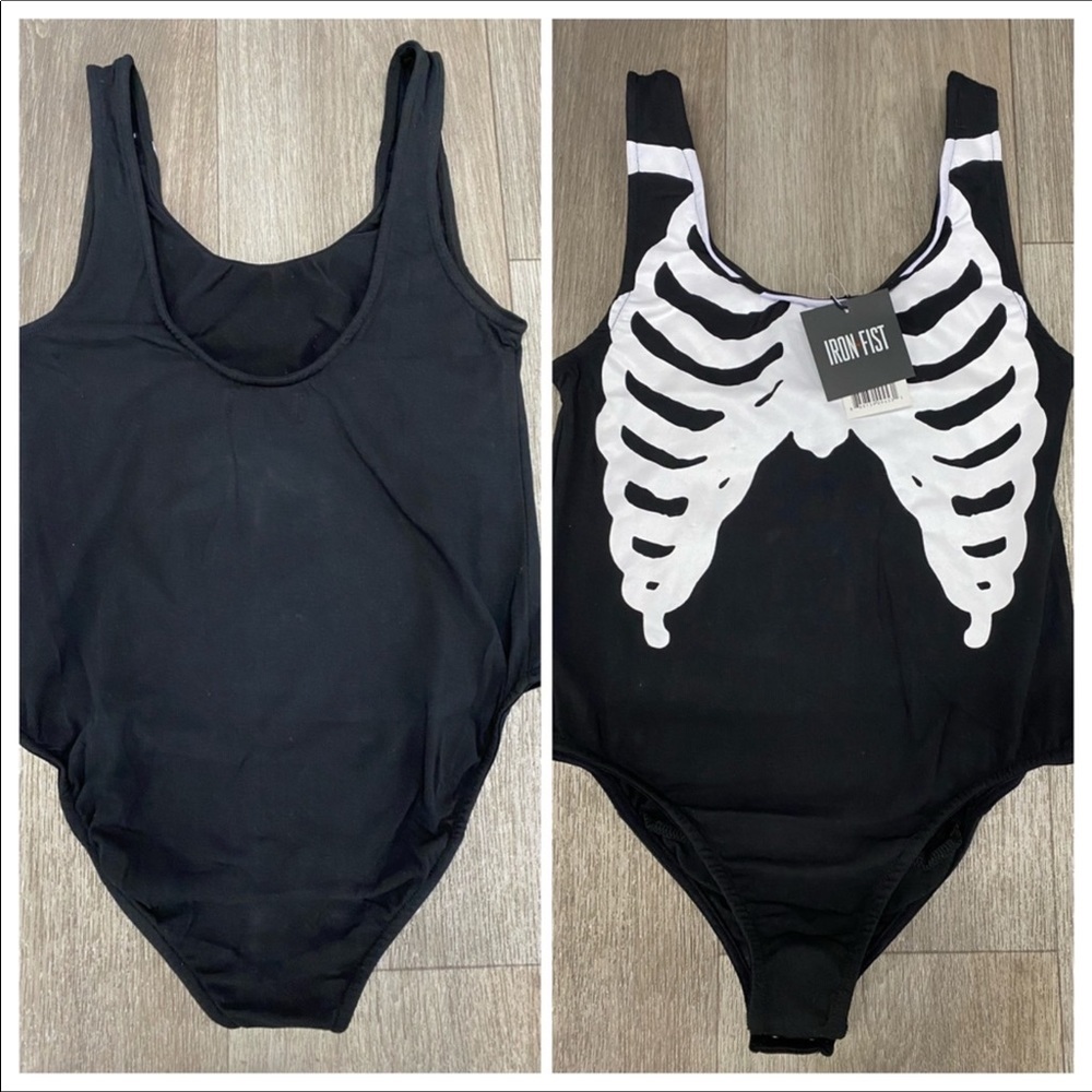 🎀💀🎀 NWT Iron Fist BONE IN Skeleton BodySuit Black NWT dolls kill S - Picture 3 of 6